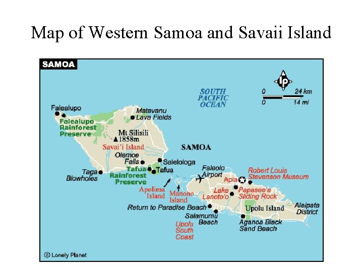Map of Western Samoa and Savaii Island 