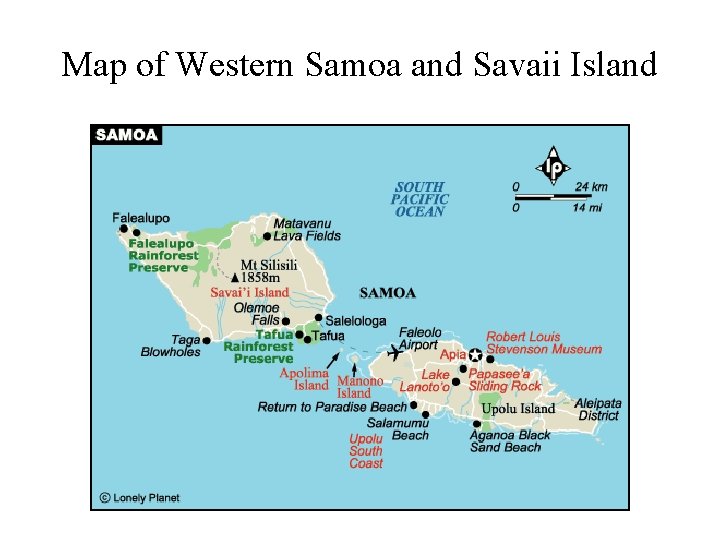 Map of Western Samoa and Savaii Island 