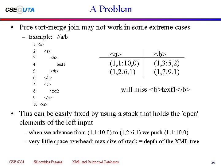 A Problem • Pure sort-merge join may not work in some extreme cases –