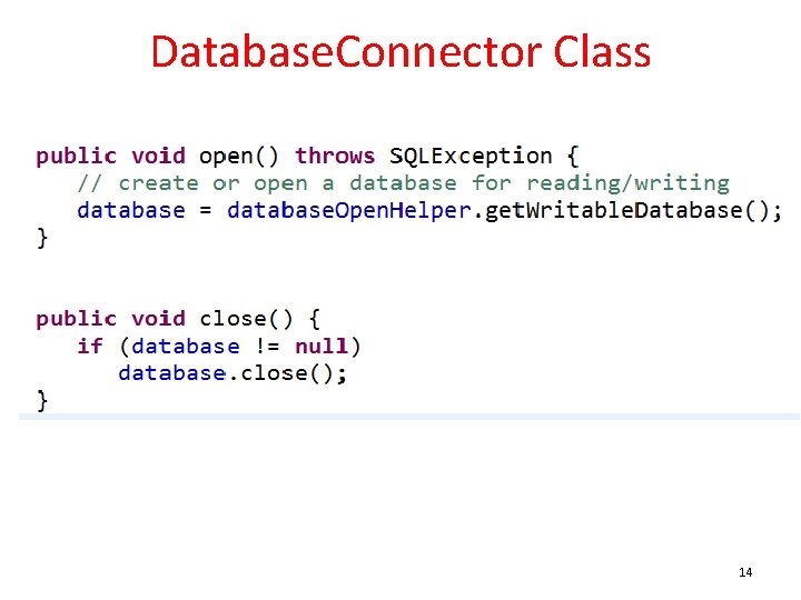 Database. Connector Class 14 