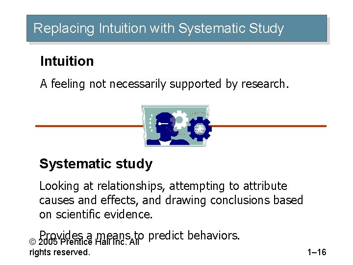 Replacing Intuition with Systematic Study Intuition A feeling not necessarily supported by research. Systematic