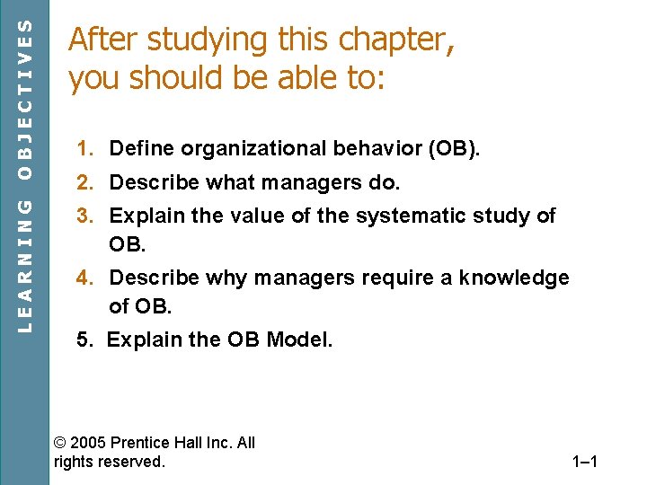 OBJECTIVES LEARNING After studying this chapter, you should be able to: 1. Define organizational