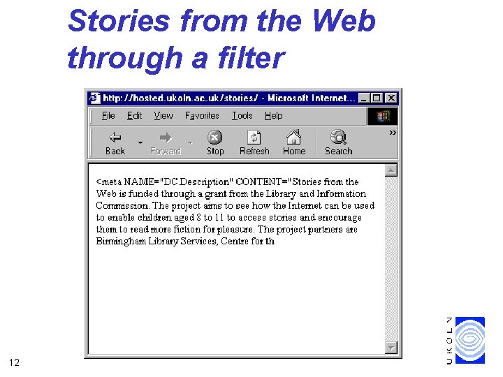 Stories from the Web through a filter 12 