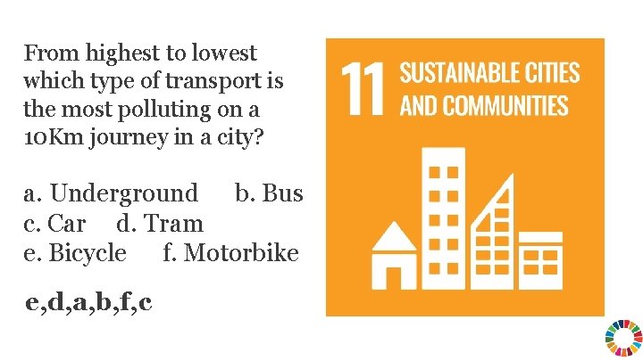 From highest to lowest which type of transport is the most polluting on a