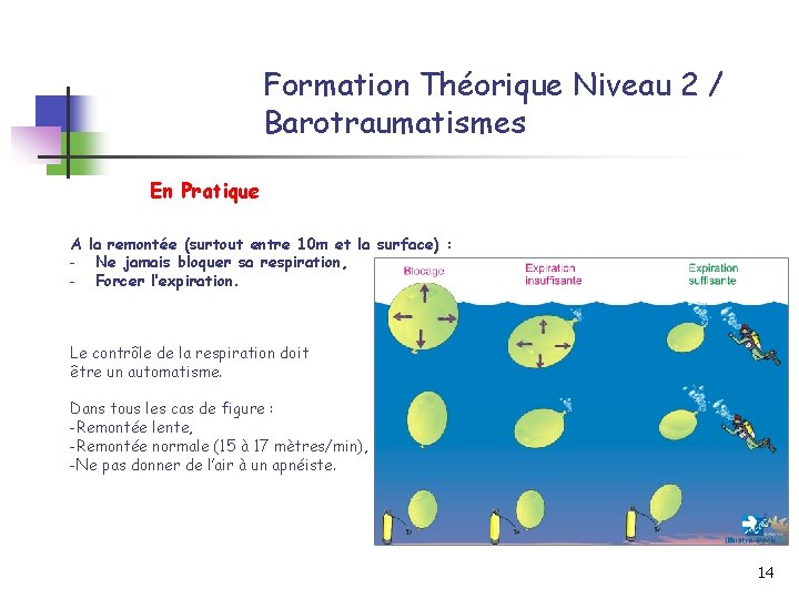 Formation Théorique Niveau 2 / Barotraumatismes En Pratique A la remontée (surtout entre 10