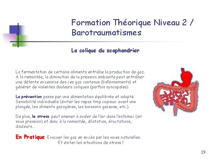 Formation Théorique Niveau 2 / Barotraumatismes La colique du scaphandrier La fermentation de certains