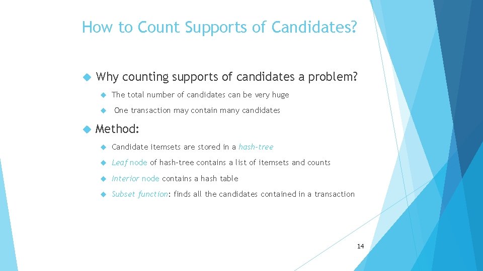 How to Count Supports of Candidates? Why counting supports of candidates a problem? The