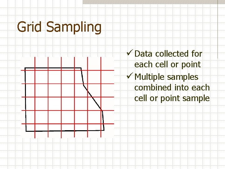 Grid Sampling ü Data collected for each cell or point ü Multiple samples combined