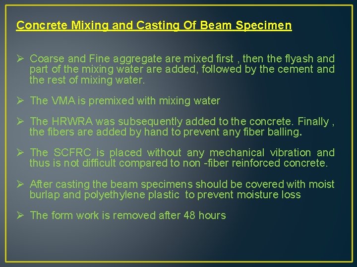 Concrete Mixing and Casting Of Beam Specimen Ø Coarse and Fine aggregate are mixed