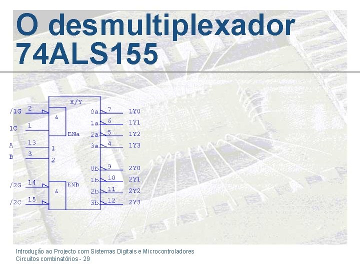 O desmultiplexador 74 ALS 155 Introdução ao Projecto com Sistemas Digitais e Microcontroladores Circuitos