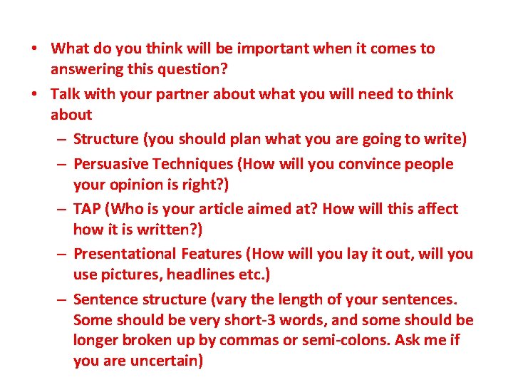  • What do you think will be important when it comes to answering