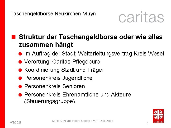 Taschengeldbörse Neukirchen-Vluyn Struktur der Taschengeldbörse oder wie alles zusammen hängt Im Auftrag der Stadt;