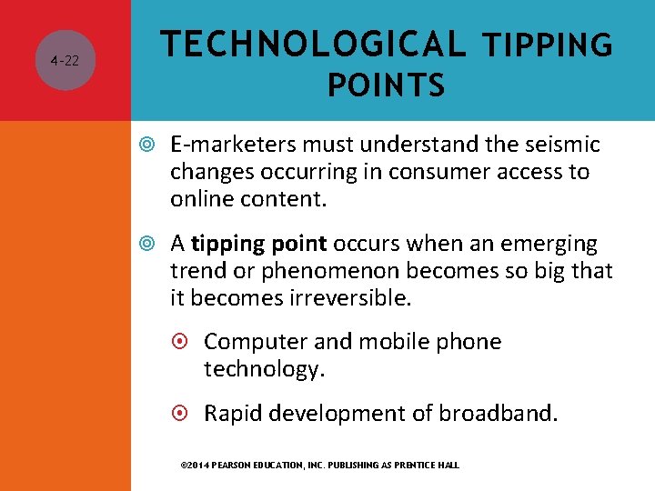TECHNOLOGICAL TIPPING 4 -22 POINTS E-marketers must understand the seismic changes occurring in consumer