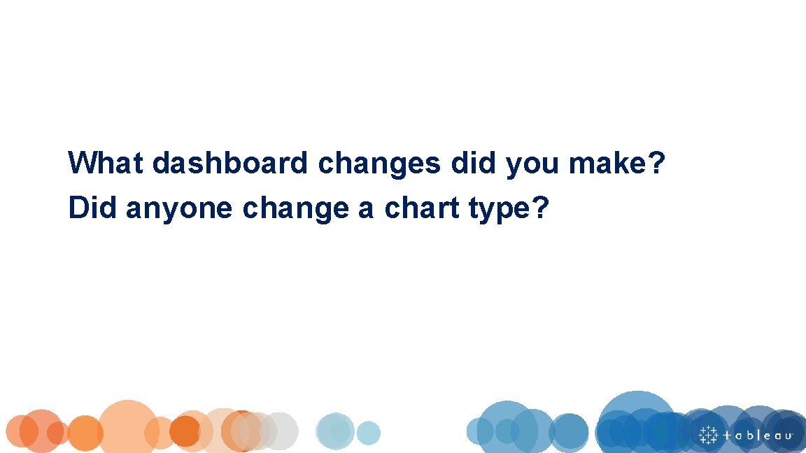 What dashboard changes did you make? Did anyone change a chart type? 