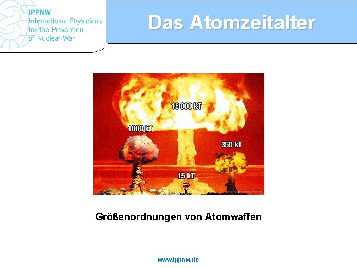 Das Atomzeitalter Größenordnungen von Atomwaffen www. ippnw. de 