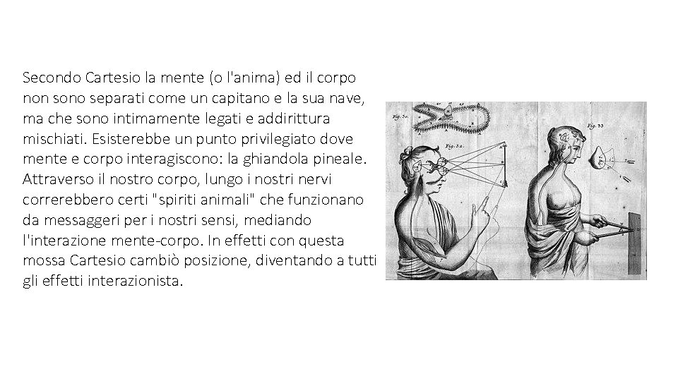 Secondo Cartesio la mente (o l'anima) ed il corpo non sono separati come un