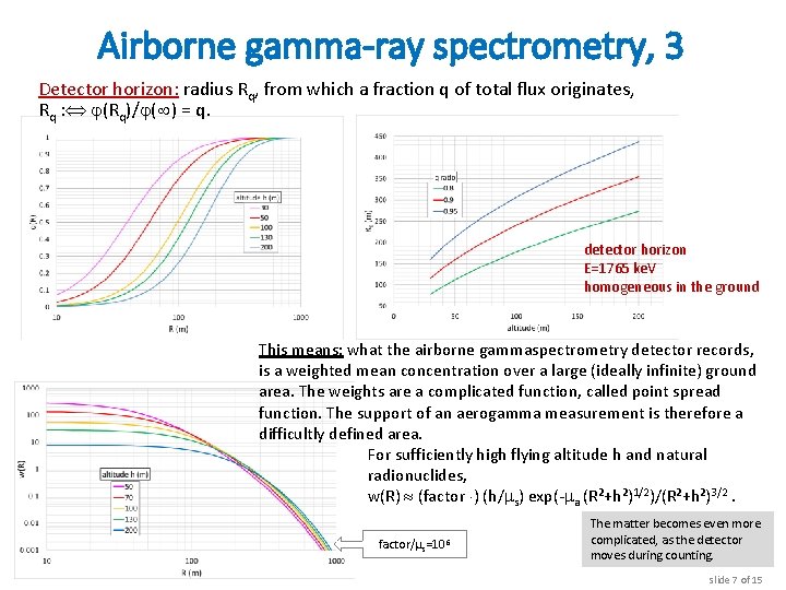 Airborne gamma-ray spectrometry, 3 Detector horizon: radius Rq, from which a fraction q of