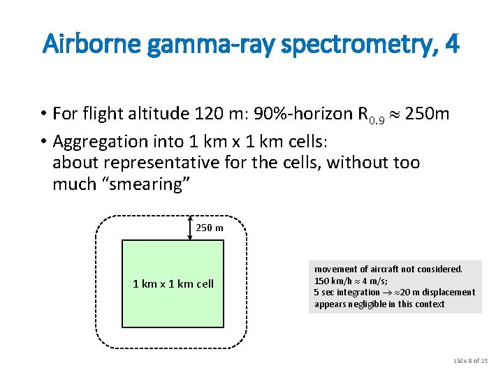 Airborne gamma-ray spectrometry, 4 • For flight altitude 120 m: 90%-horizon R 0. 9