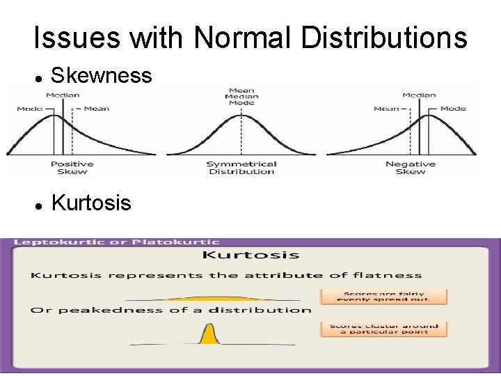 Issues with Normal Distributions Skewness Kurtosis 42 