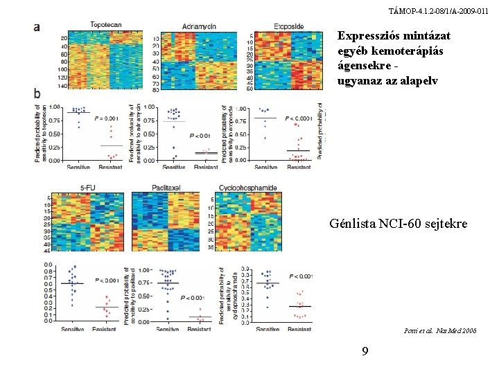 TÁMOP-4. 1. 2 -08/1/A-2009 -011 Expressziós mintázat egyéb kemoterápiás ágensekre ugyanaz az alapelv Génlista