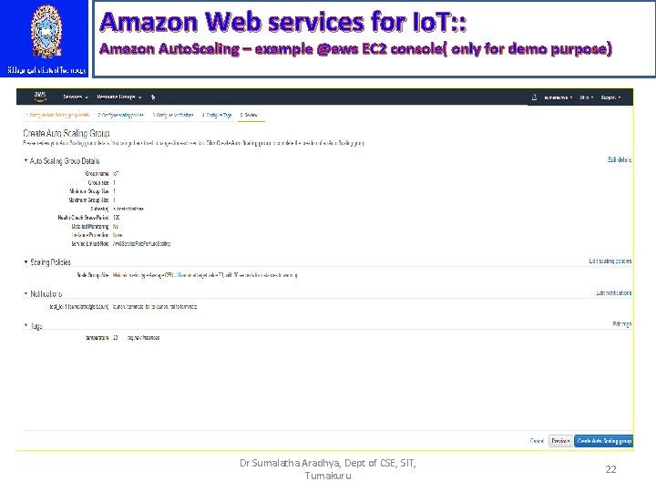 Amazon Web services for Io. T: : Amazon Auto. Scaling – example @aws EC