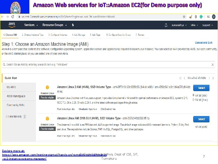 Amazon Web services for Io. T: : Amazon EC 2(for Demo purpose only) Explore