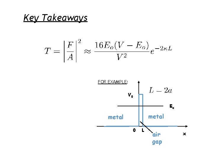 Key Takeaways FOR EXAMPLE: V 0 Eo metal 0 L air gap x 