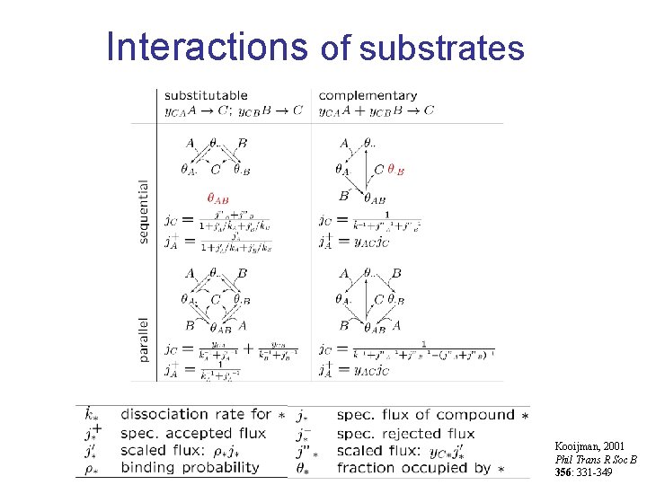 Interactions of substrates Kooijman, 2001 Phil Trans R Soc B 356: 331 -349 