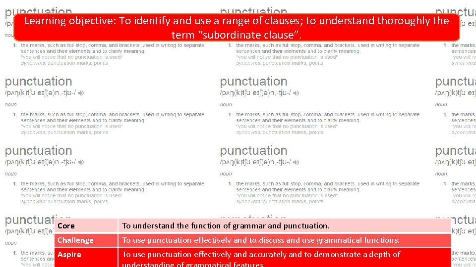 Learning objective: To identify and use a range of clauses; to understand thoroughly the