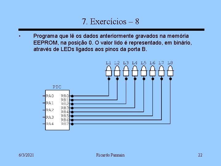 7. Exercícios – 8 • Programa que lê os dados anteriormente gravados na memória