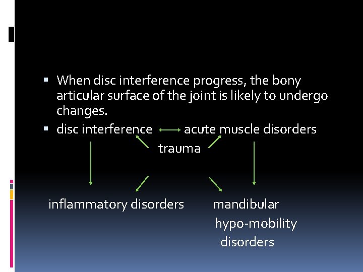  When disc interference progress, the bony articular surface of the joint is likely