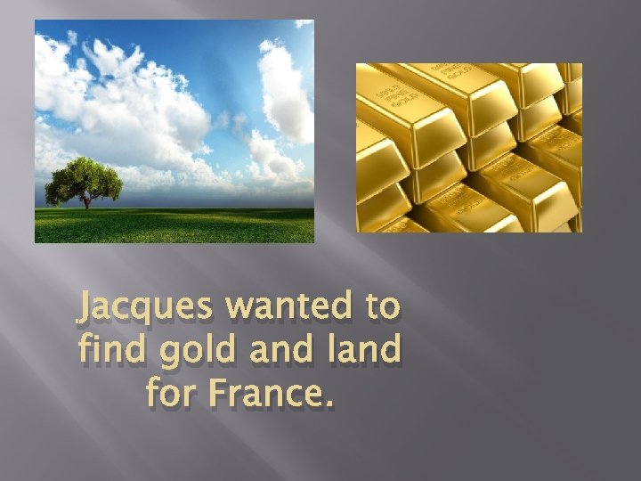 Jacques wanted to find gold and land for France. 