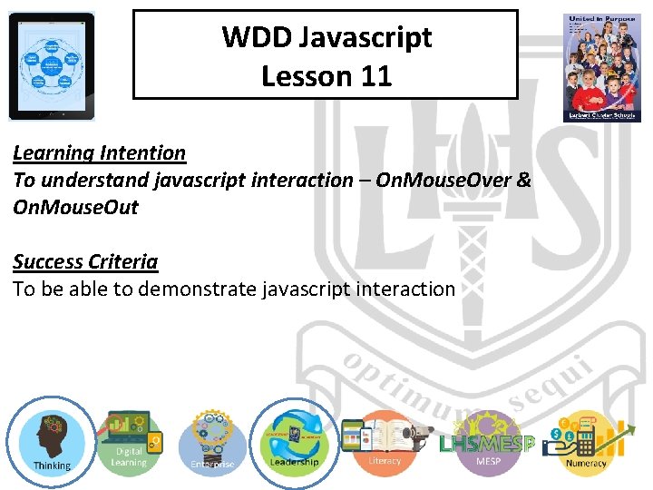 WDD Javascript Lesson 11 Learning Intention To understand javascript interaction – On. Mouse. Over