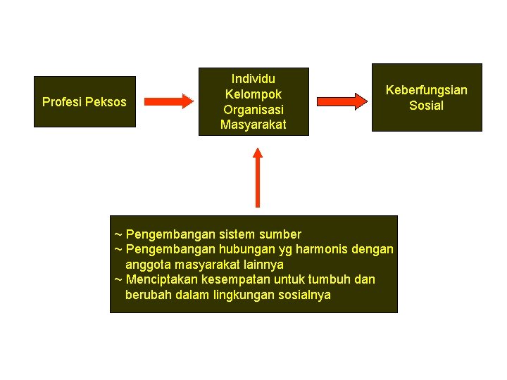 Profesi Peksos Individu Kelompok Organisasi Masyarakat Keberfungsian Sosial ~ Pengembangan sistem sumber ~ Pengembangan