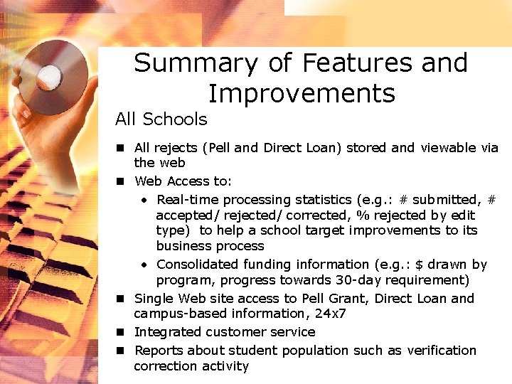 Summary of Features and Improvements All Schools n All rejects (Pell and Direct Loan)