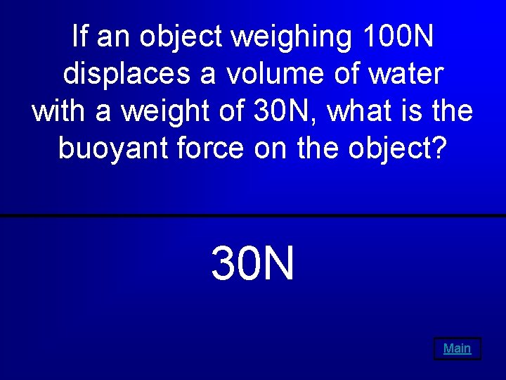 If an object weighing 100 N displaces a volume of water with a weight