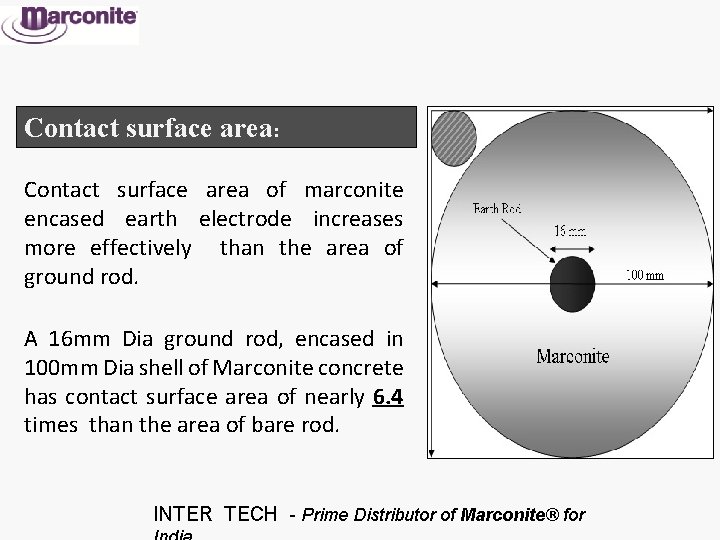 Contact surface area: Contact surface area of marconite encased earth electrode increases more effectively