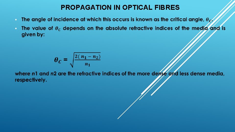 PROPAGATION IN OPTICAL FIBRES 