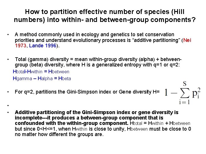 How to partition effective number of species (Hill numbers) into within- and between-group components?