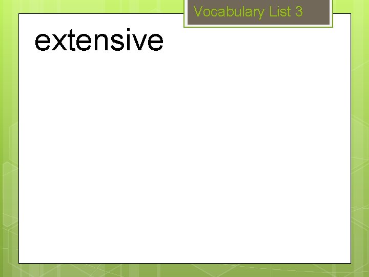 Vocabulary List 3 extensive 