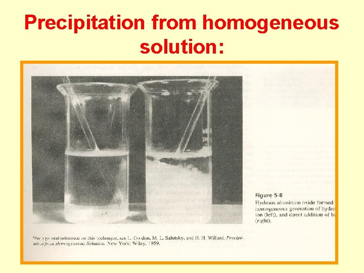 Precipitation from homogeneous solution: 