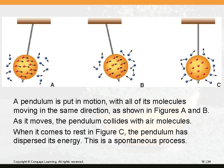A C B A pendulum is put in motion, with all of its molecules