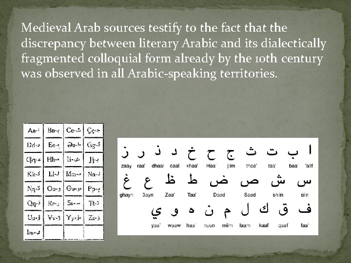 Medieval Arab sources testify to the fact that the discrepancy between literary Arabic and