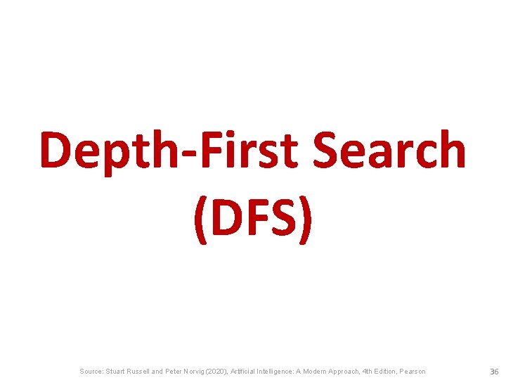 Depth-First Search (DFS) Source: Stuart Russell and Peter Norvig (2020), Artificial Intelligence: A Modern