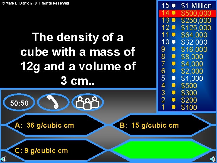 © Mark E. Damon - All Rights Reserved The density of a cube with