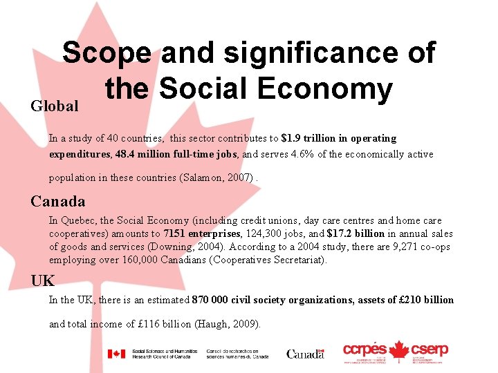 Scope and significance of the Social Economy Global In a study of 40 countries,