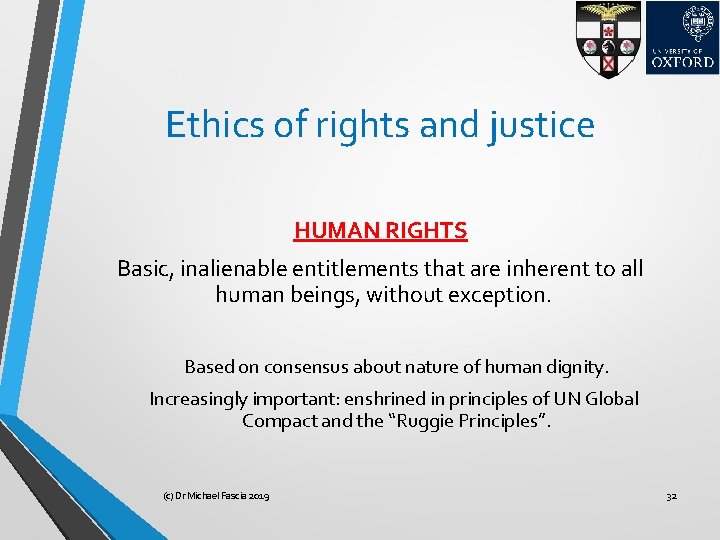 Ethics of rights and justice HUMAN RIGHTS Basic, inalienable entitlements that are inherent to