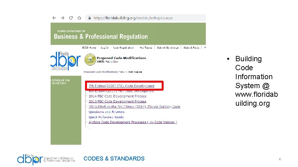  • Building Code Information System @ www. floridab uilding. org CODES & STANDARDS