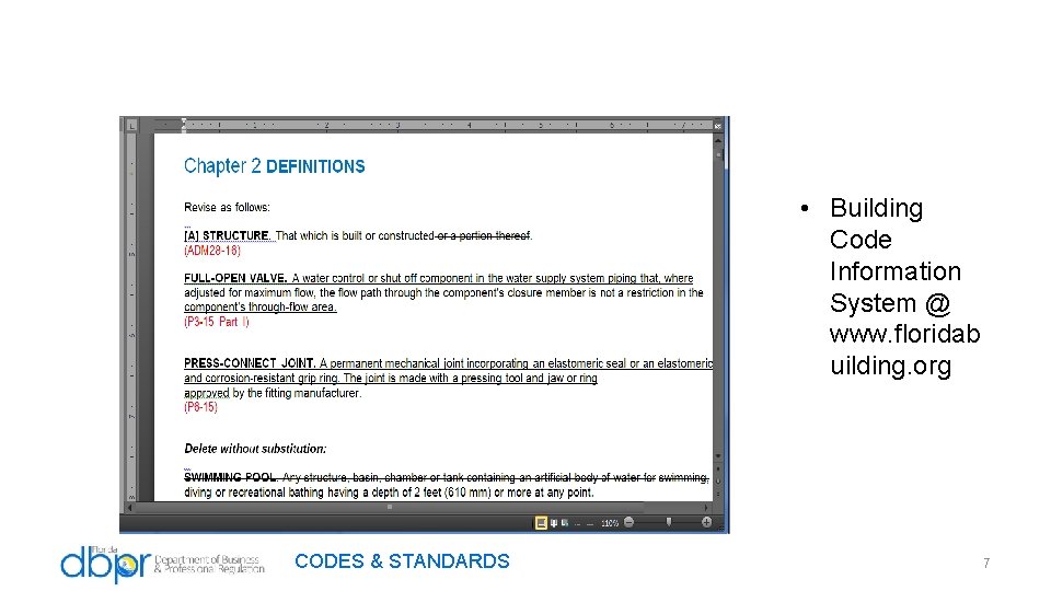  • Building Code Information System @ www. floridab uilding. org CODES & STANDARDS