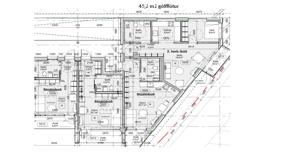 45, 2 m 2 gólfflötur 